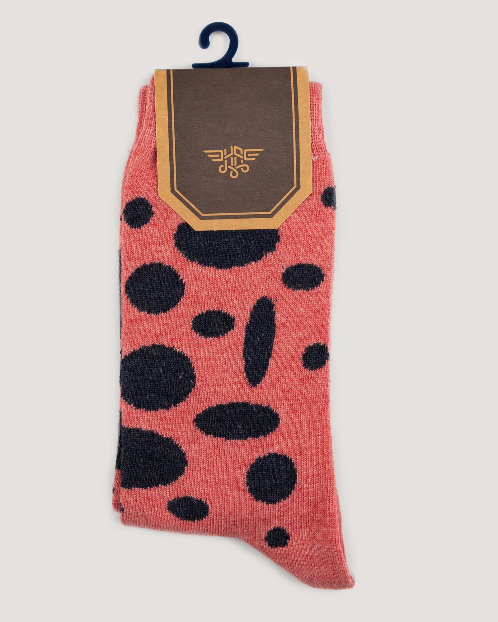 جوراب نخی طرح دار- صورتی تیره- روبرو