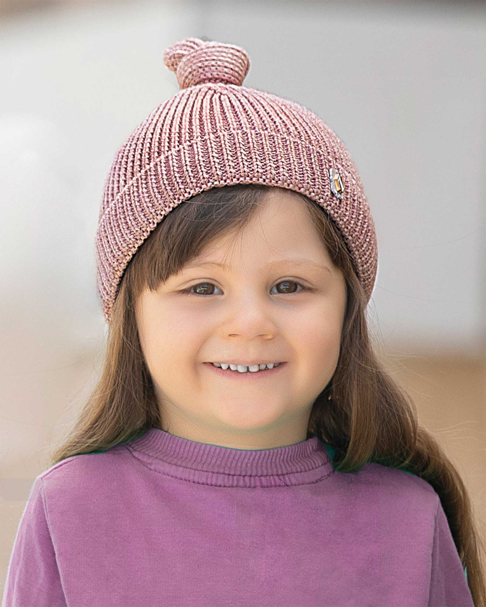 کلاه بافت بچگانه 84002- صورتی کثیف