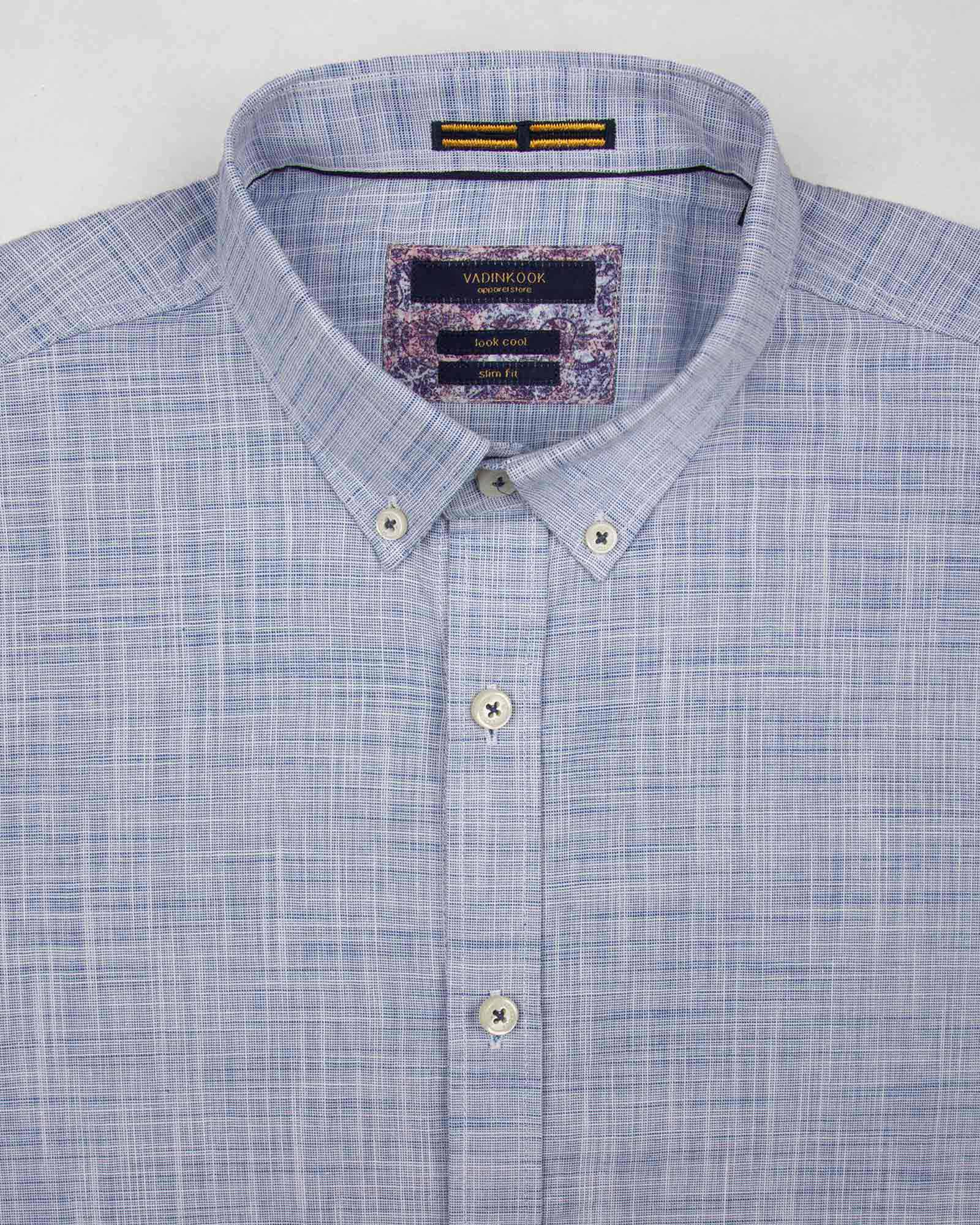 پیراهن مردانه آستین کوتاه VK992- آبی بنفش (4)