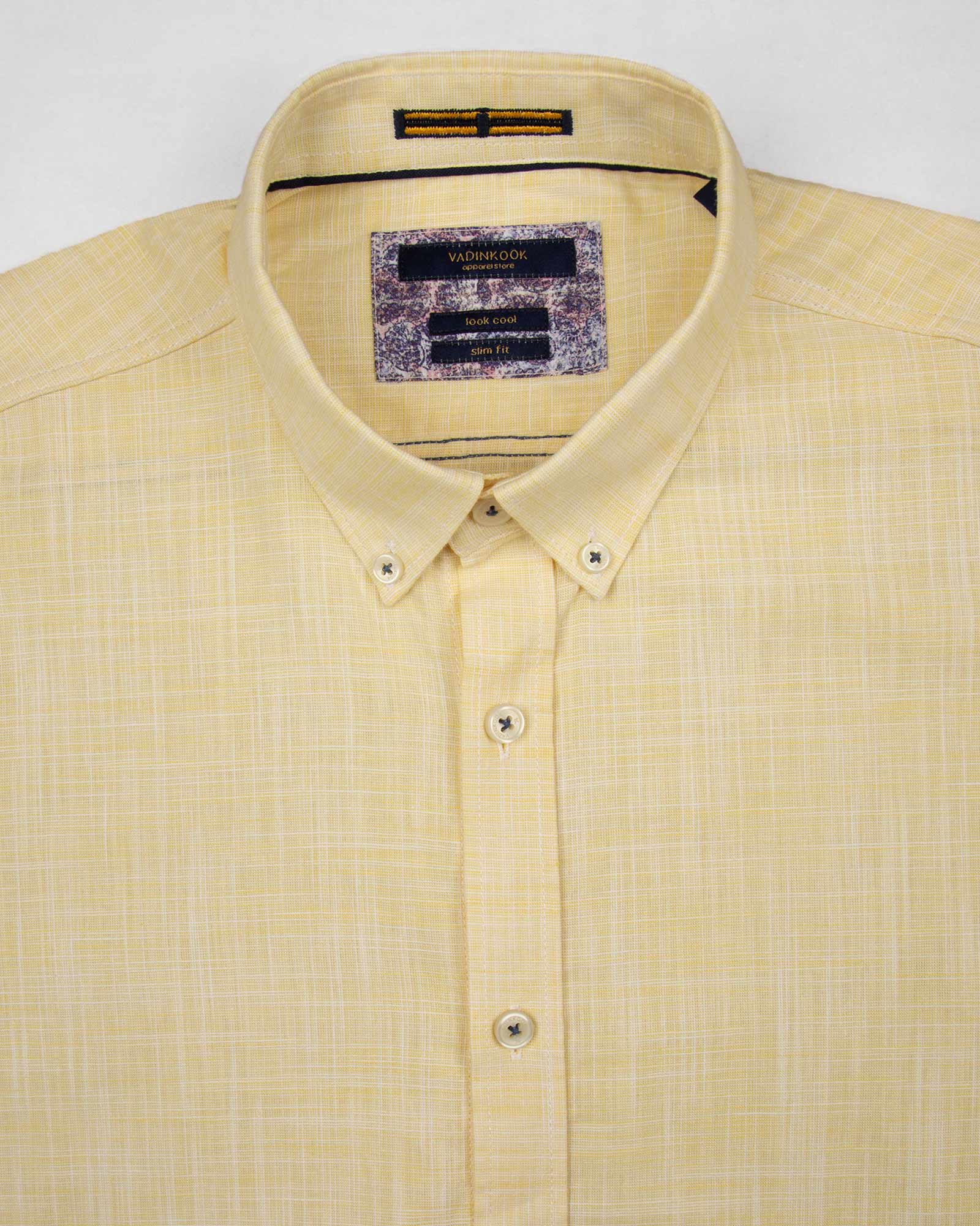 پیراهن مردانه آستین کوتاه VK992- لیمویی (4)