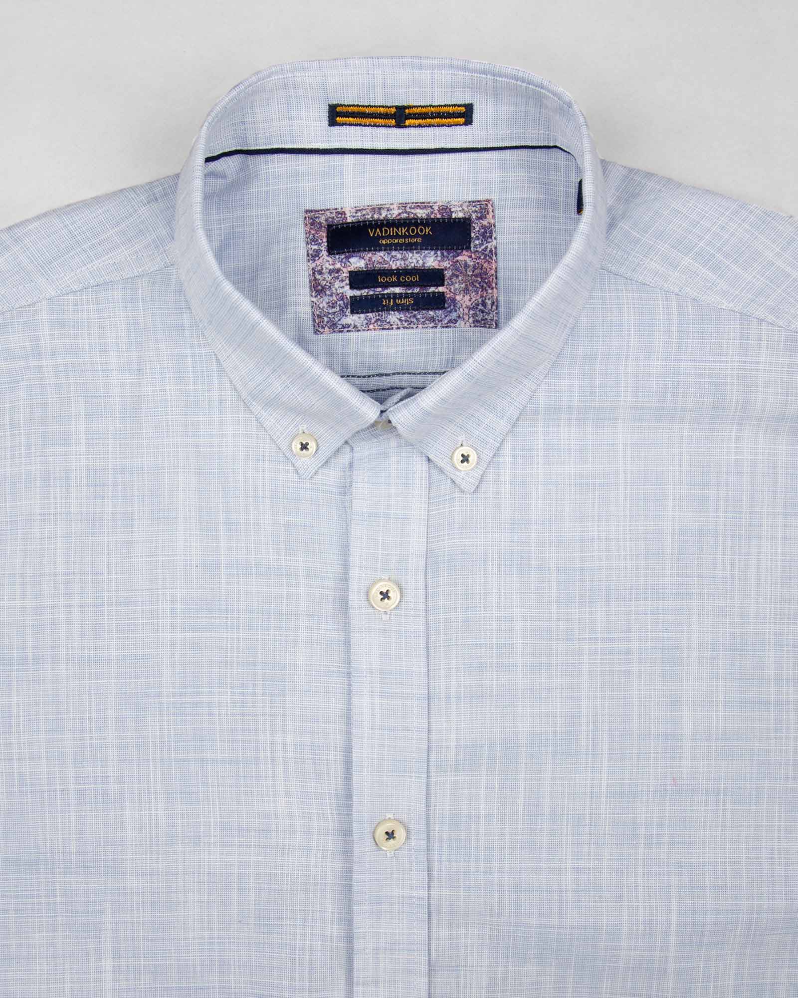 پیراهن مردانه آستین کوتاه VK992- نیلی (3)