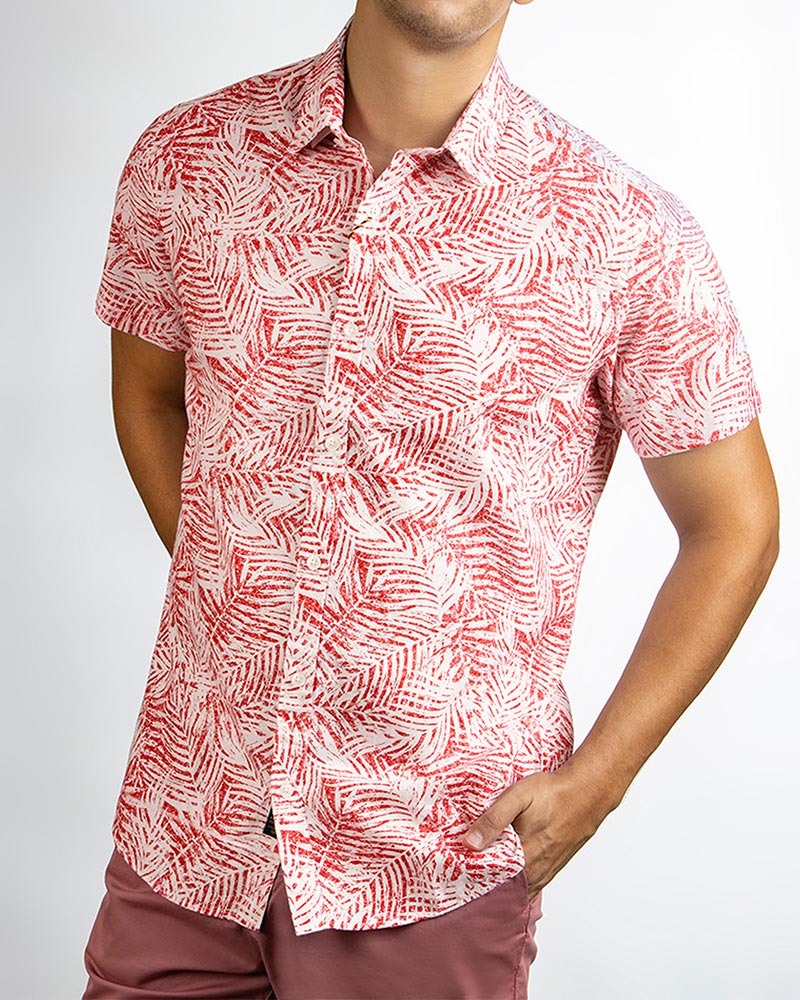 پیراهن هاوایی مردانه 4022 - قرمز