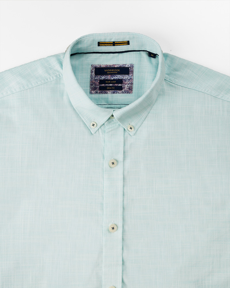 پیراهن مردانه آستین کوتاه VK992- سبزآبی روشن (3)