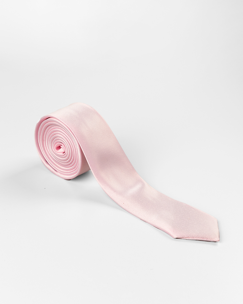 کراوات صورتی ساتن ساده - صورتی پاستیلی