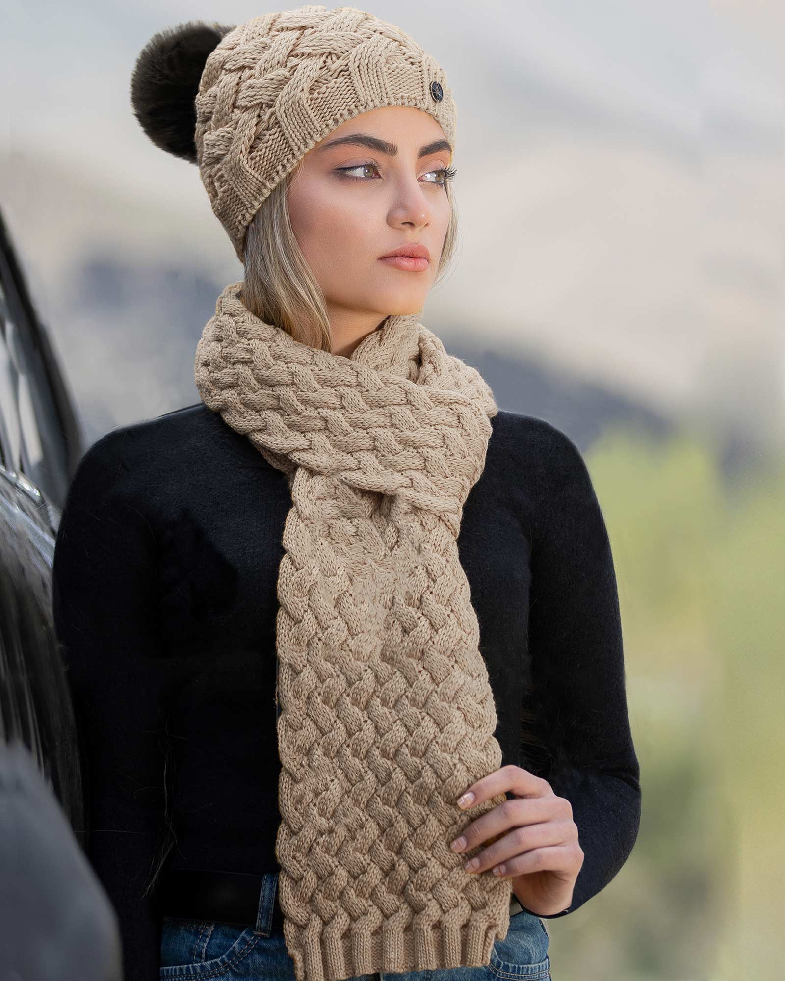 ست شال و کلاه 20012- خاکستری محو (1)