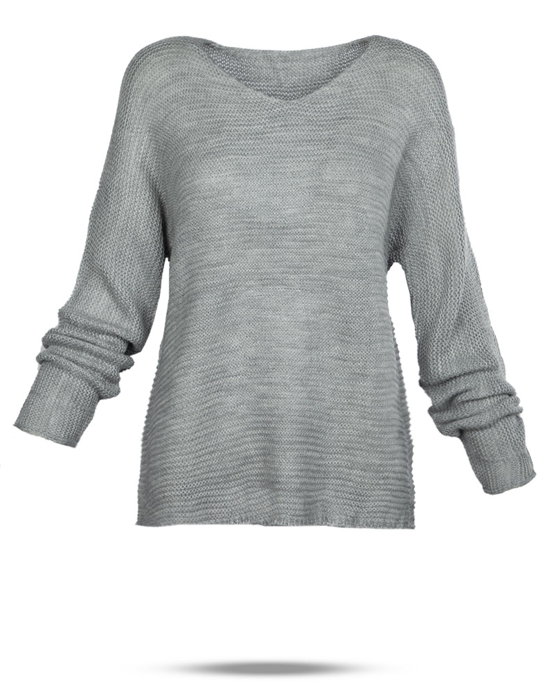 بلوز بافتنی زنانه 9000127 - طوسی کمرنگ