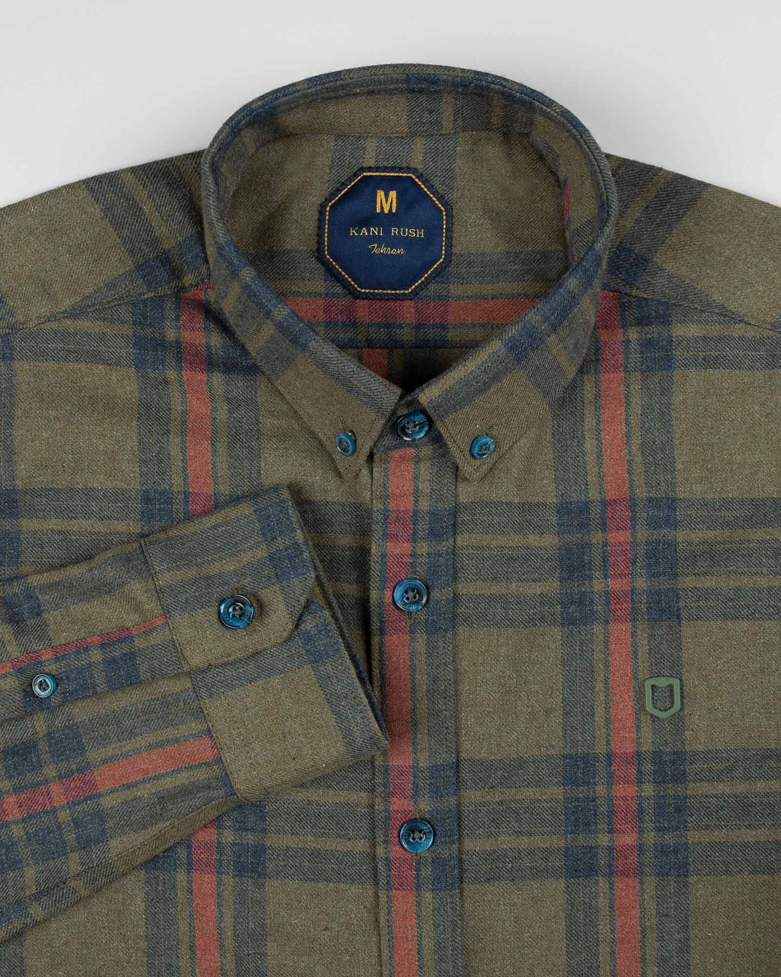 پیراهن پشمی مردانه 4443 - زیتونى