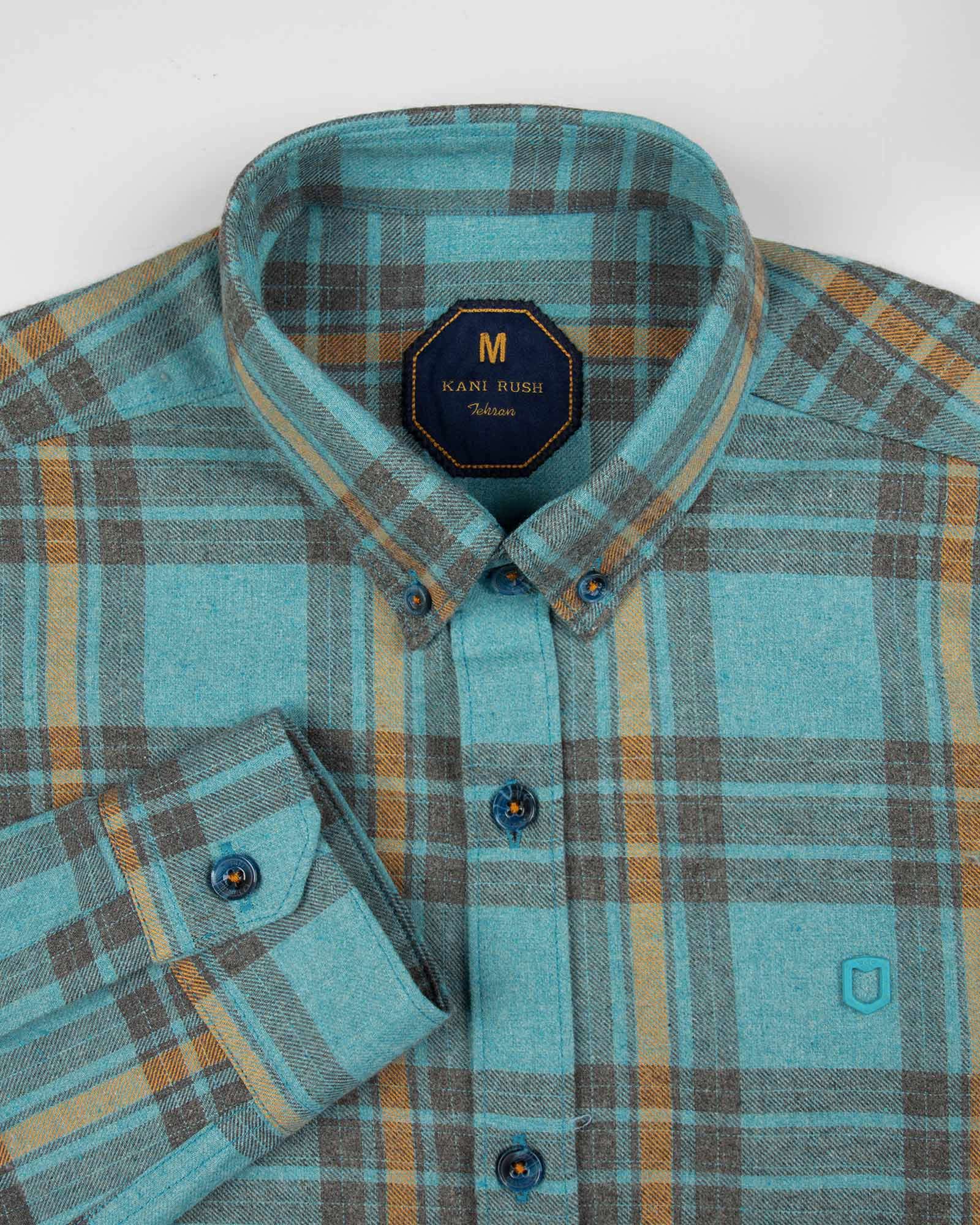 پیراهن پشمی مردانه 4443 - فیروزه‌ای