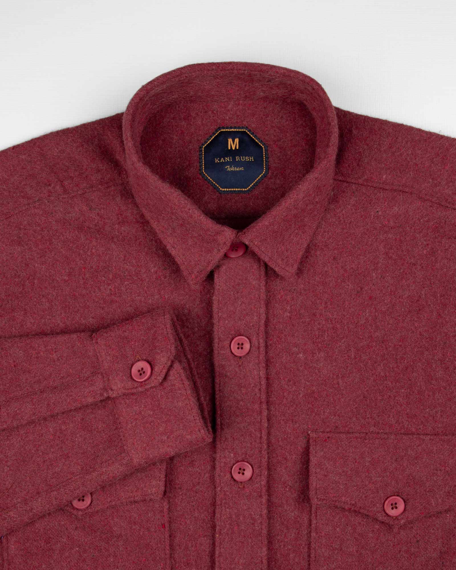 پیراهن پشمی مردانه 4453 - زرشکی