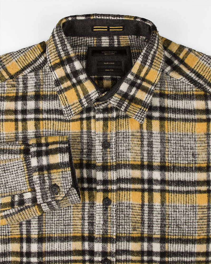 پیراهن پشمی مردانه VK9926 - زرد