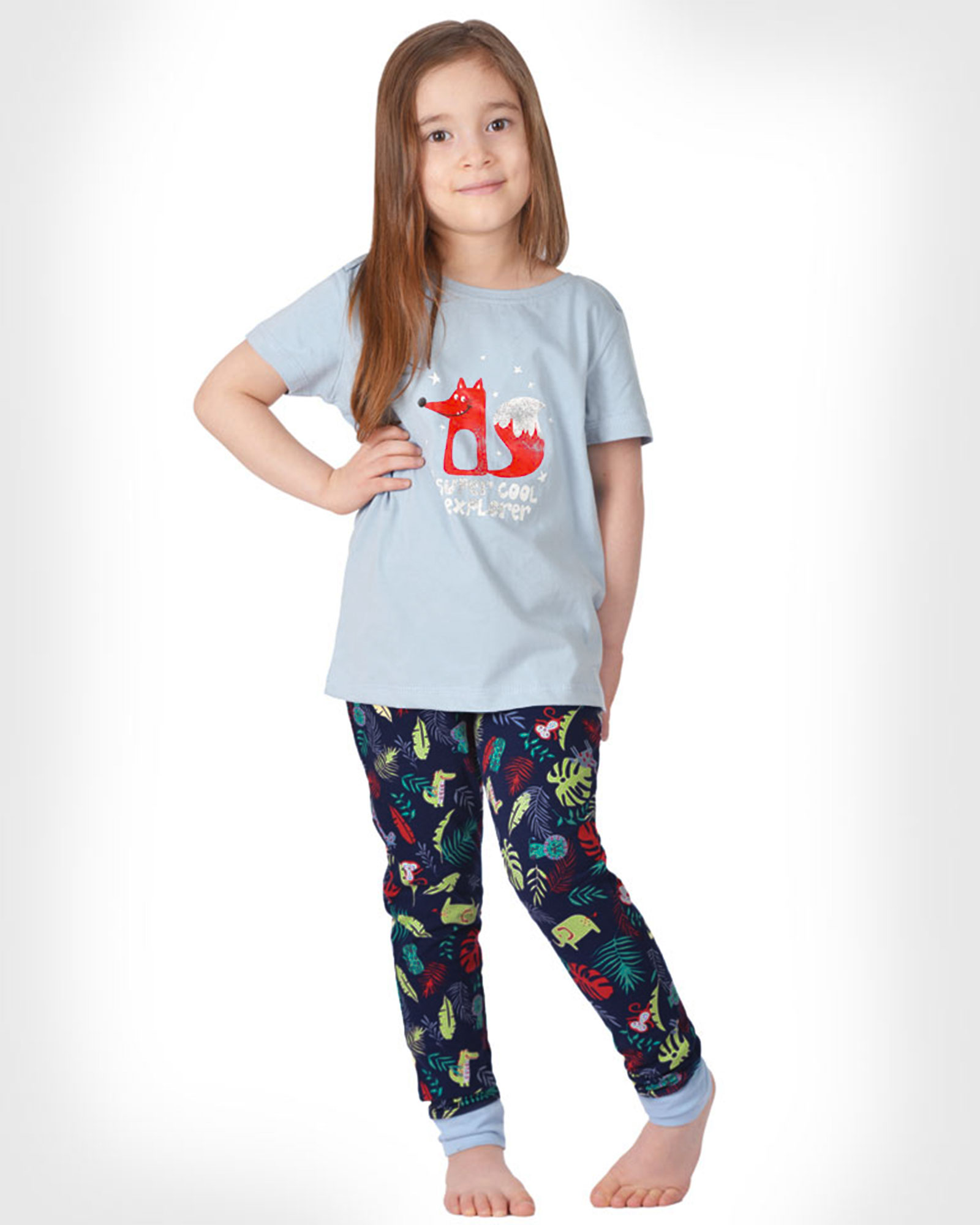 ست تیشرت و شلوار بچگانه 1445 - آبی آسمانی