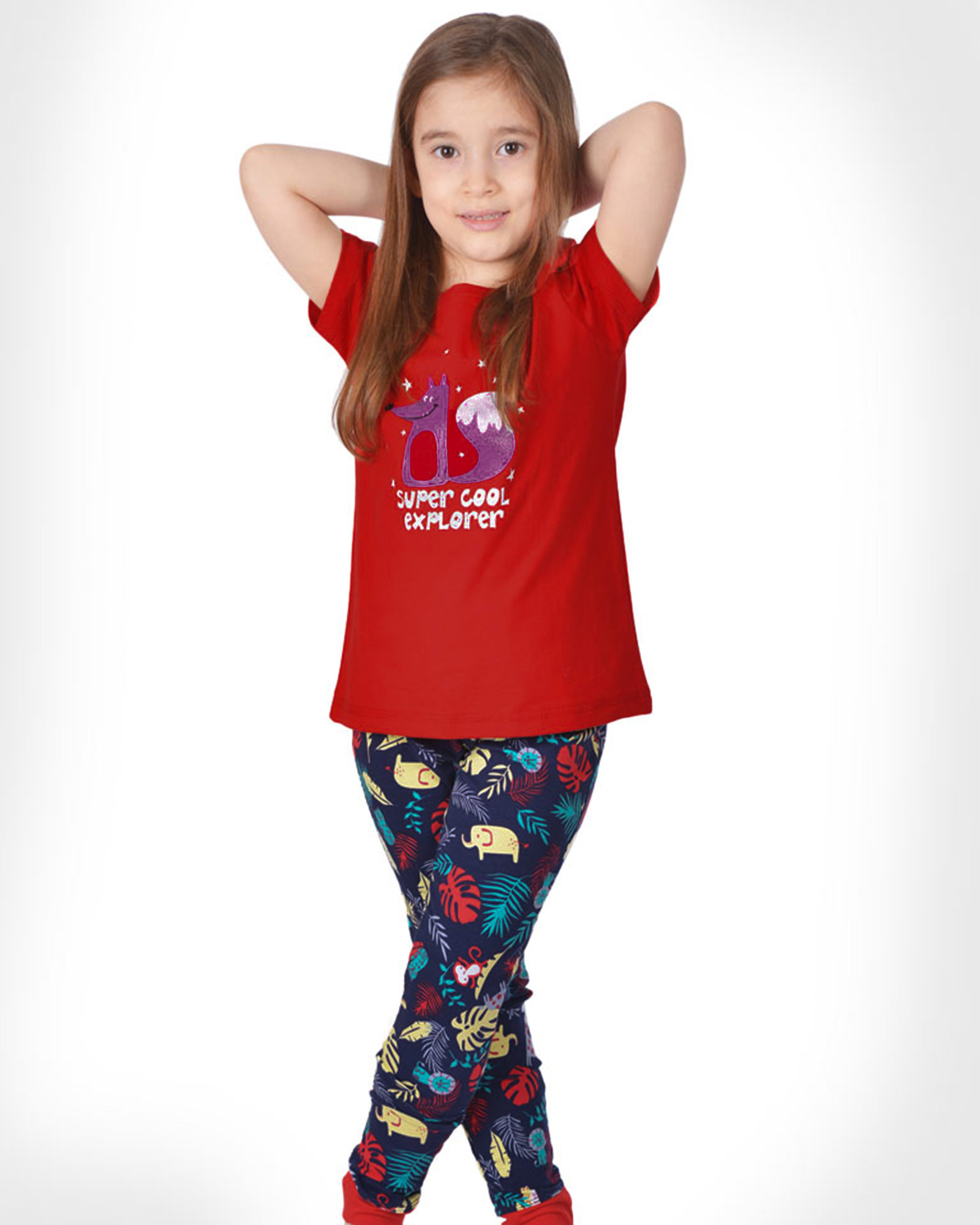 ست تیشرت و شلوار بچگانه 1445 - قرمز