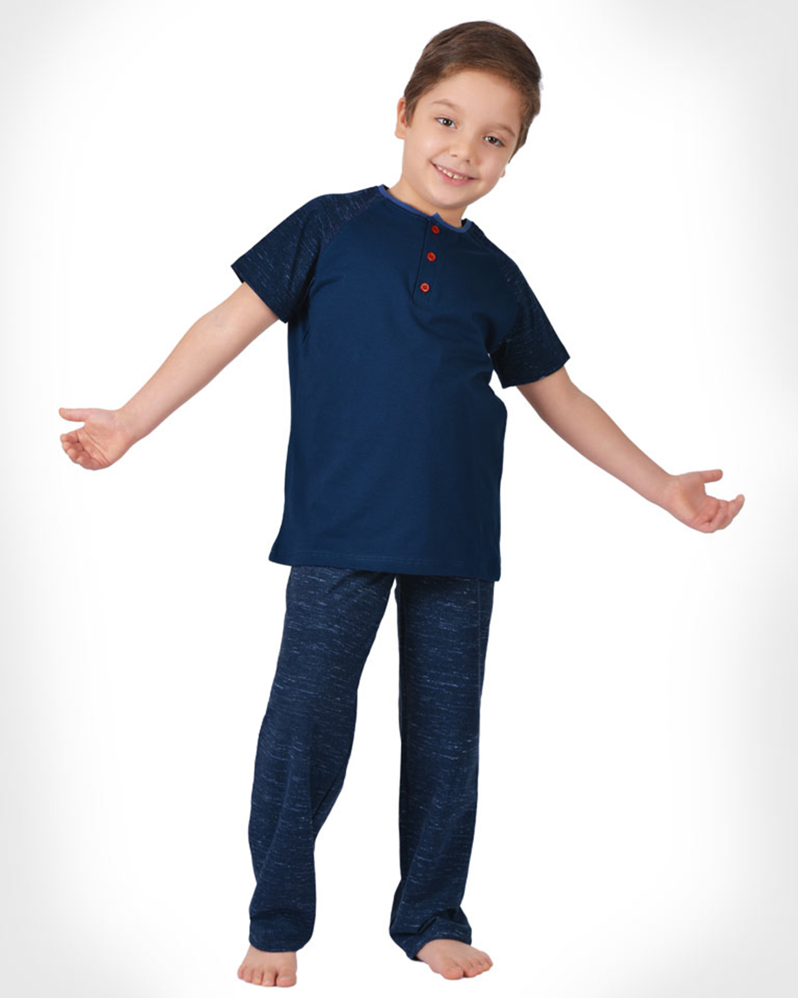 ست لباس راحتی پسرانه 1436 - سرمه‌ای تیره