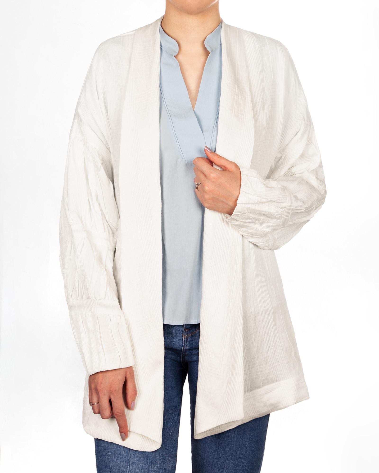 مانتو نخی زنانه 2058 - سفید