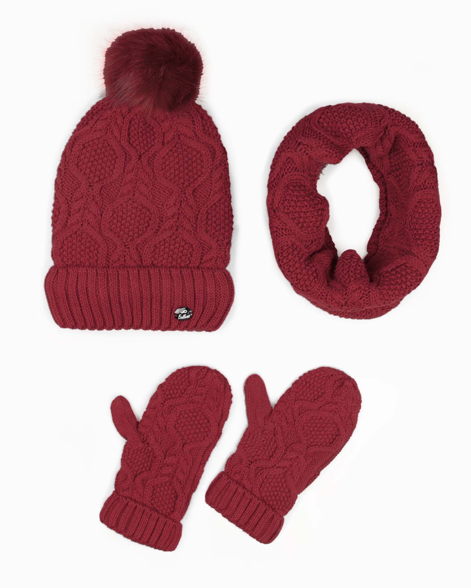 ست شال و کلاه و دستکش بچگانه 65033 - قرمز