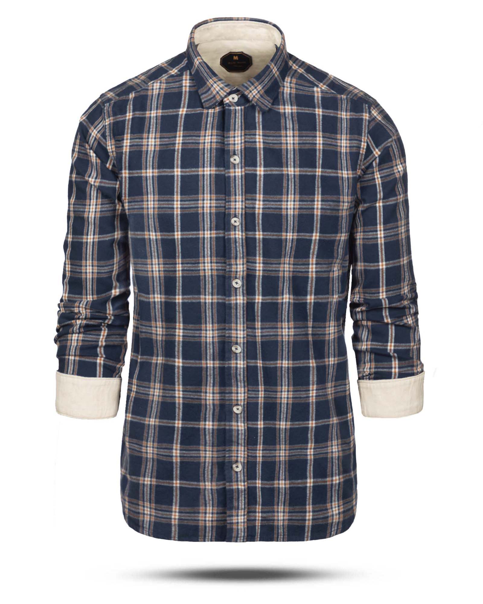 پیراهن پشمی مردانه 4512 - سرمه‌ای تیره