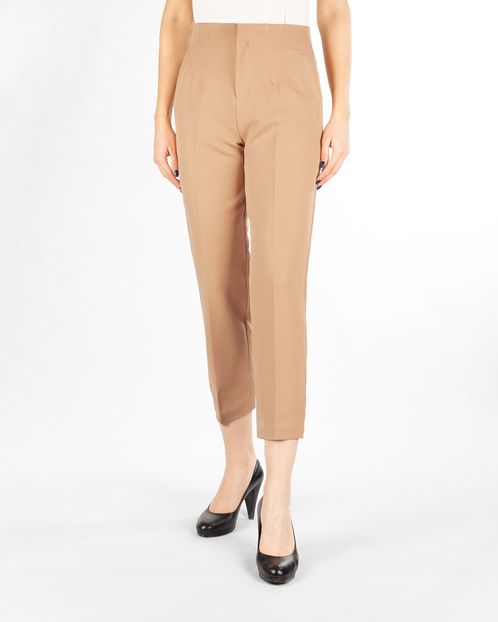 شلوار کرپ زنانه 5423 - بادامی