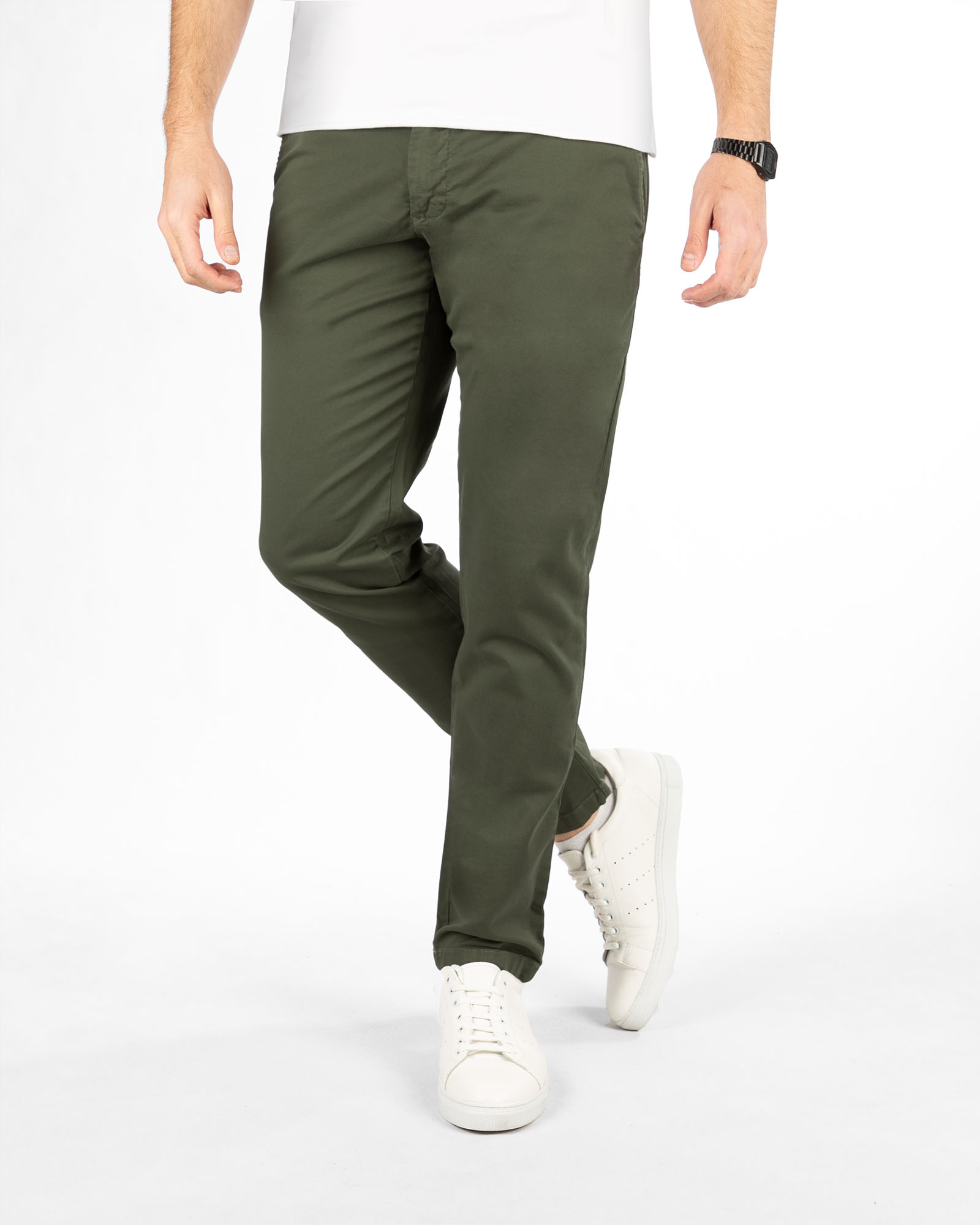 شلوار کتان راسته مردانه vk0121 - زیتونی سیر