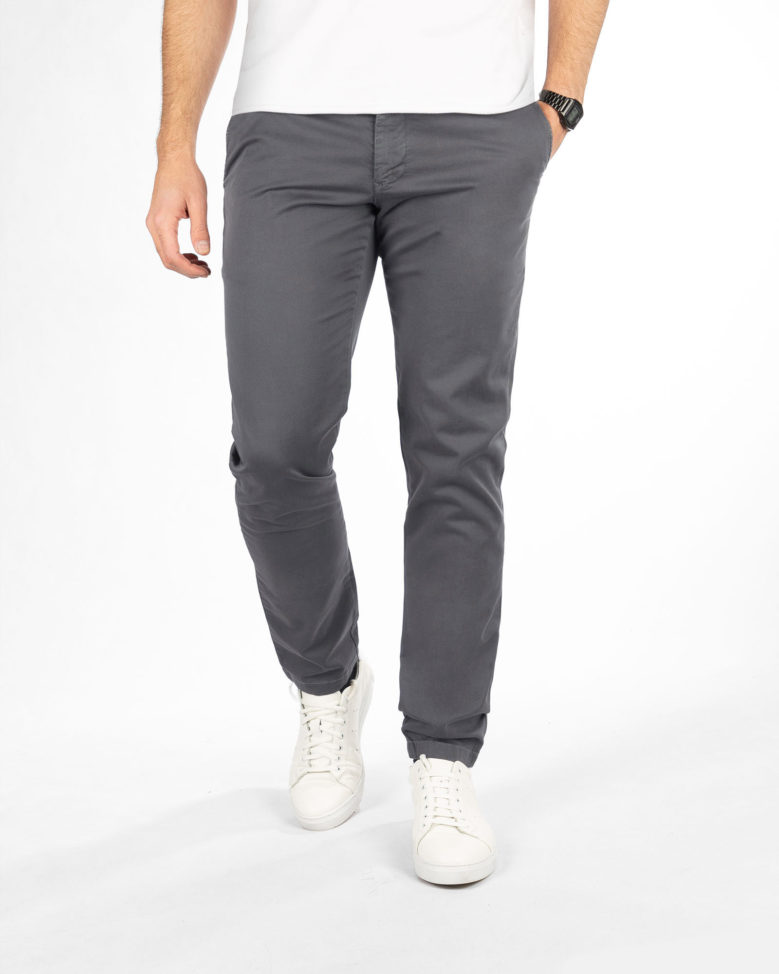 شلوار کتان راسته مردانه vk0121 - سربی تیره