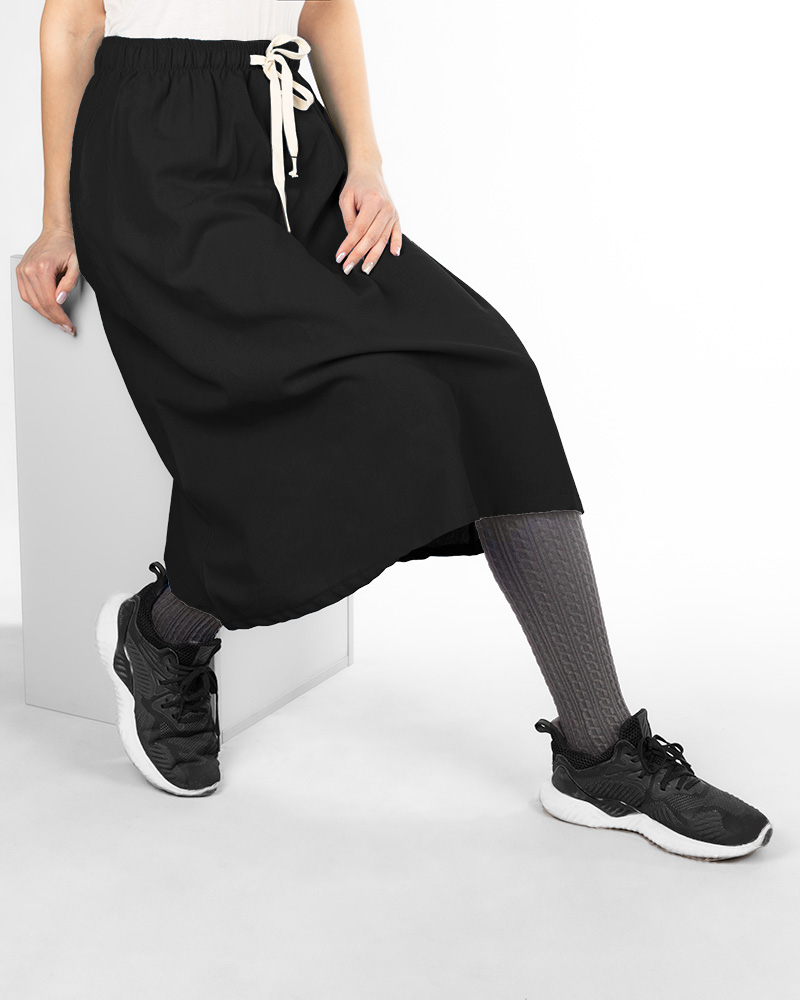 دامن لینن زنانه 2429 - مشکی