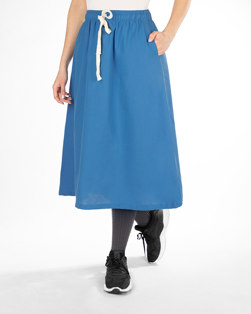 دامن لینن زنانه 2429 - آبی روشن