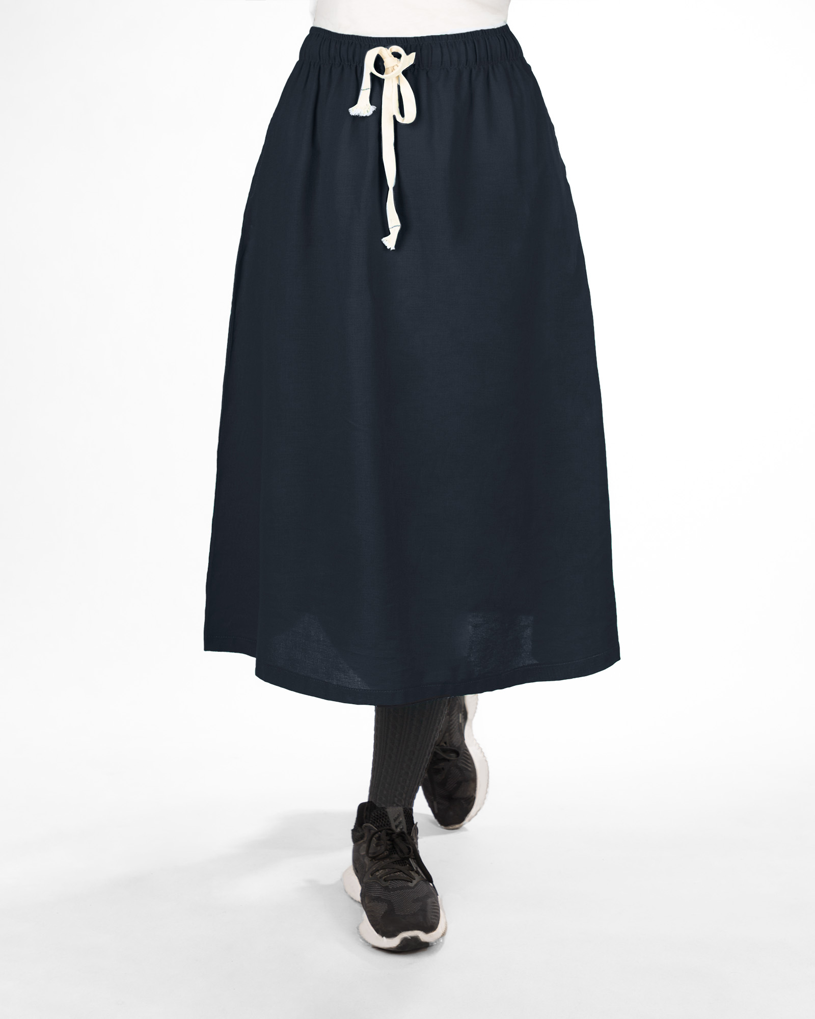 دامن لینن زنانه 2429 - سرمه‌ای تیره