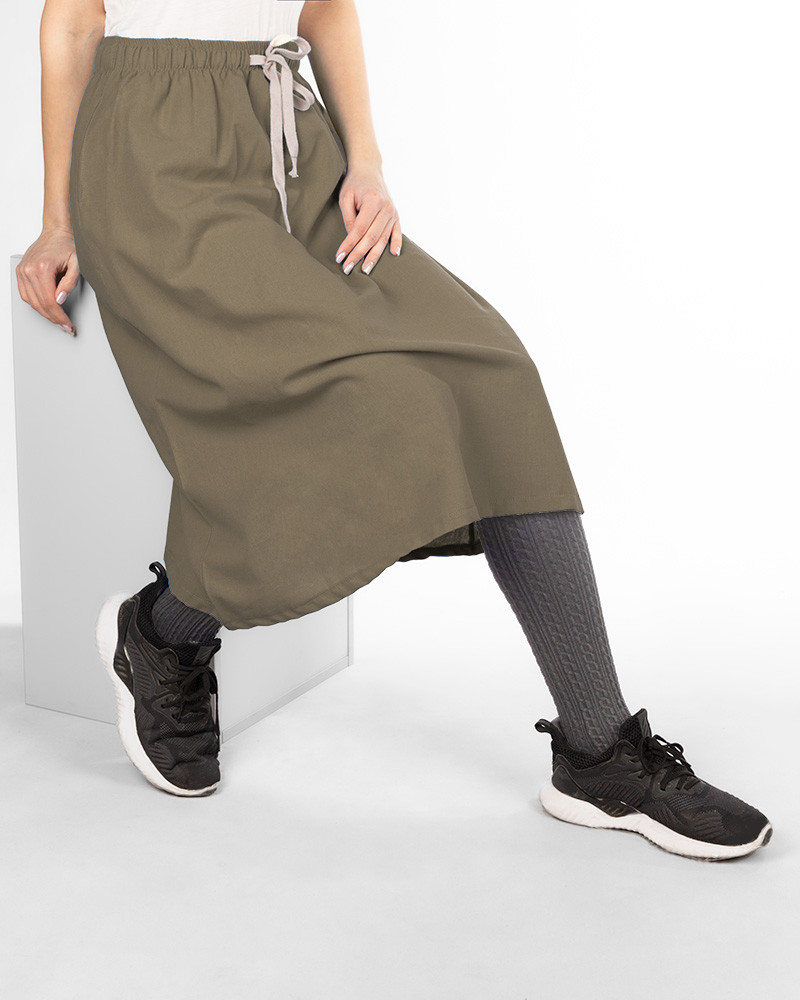 دامن لینن زنانه 2429 - خاکی