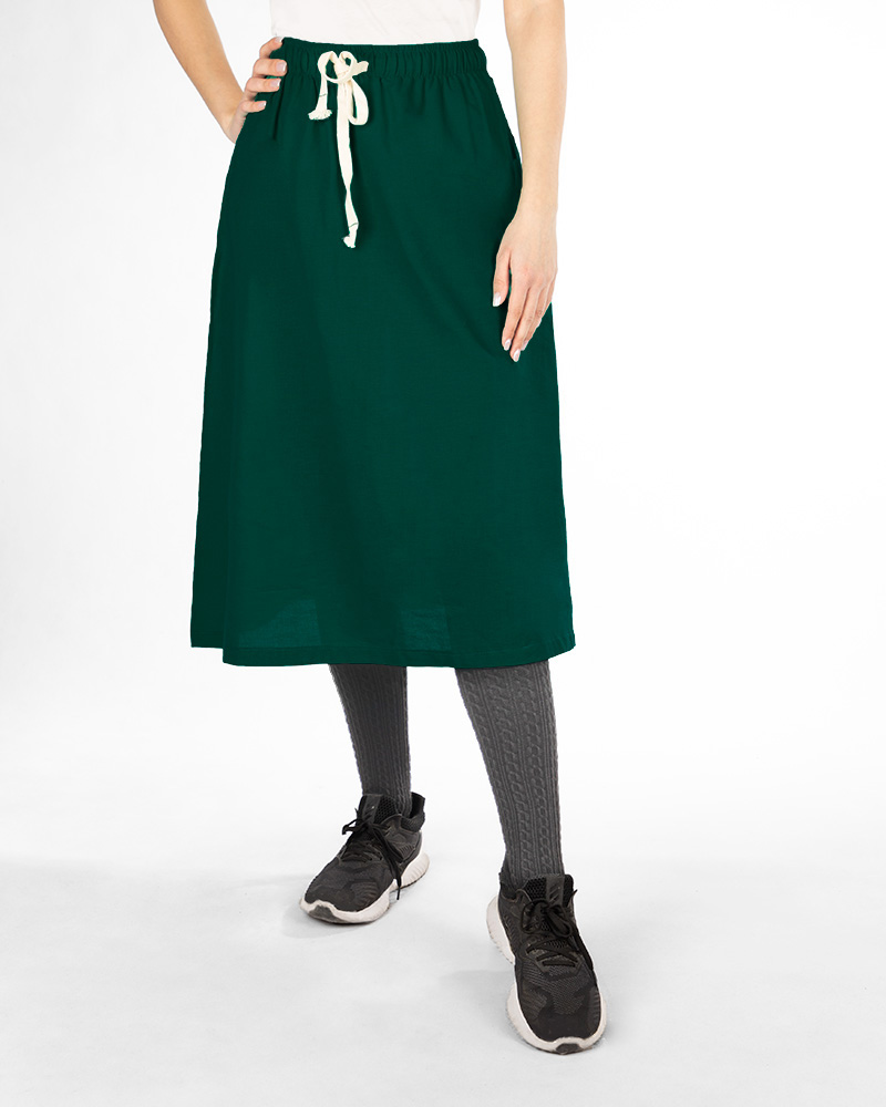 دامن لینن زنانه 2429 - سبز تیره