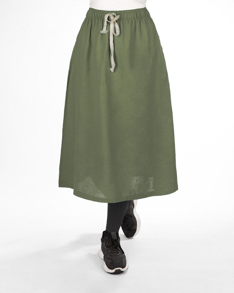 دامن لینن زنانه 2429 - زیتونى