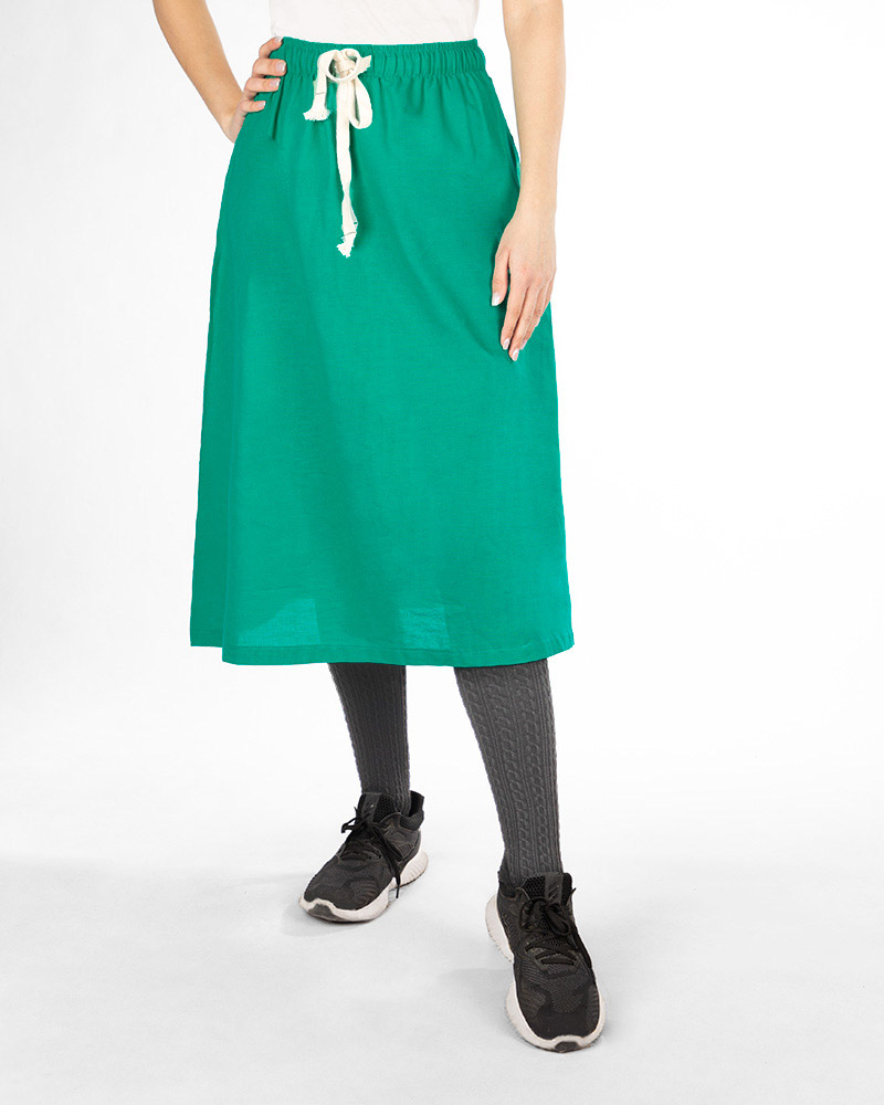 دامن لینن زنانه 2429 - سبز شبرنگ