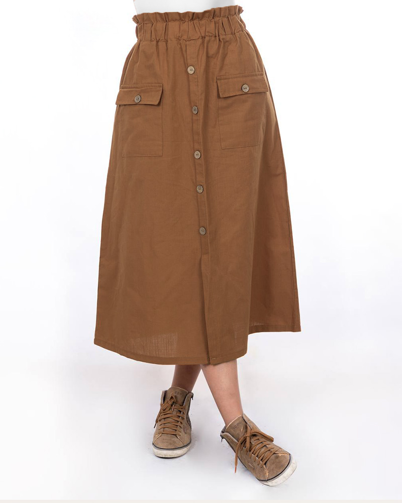 دامن زنانه لینن 2315 - خاکی