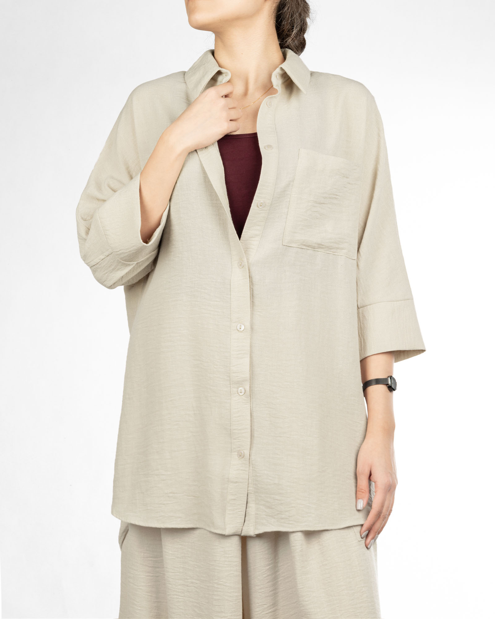 شومیز مانتویی ابروبادی زنانه 332124 - کرمى