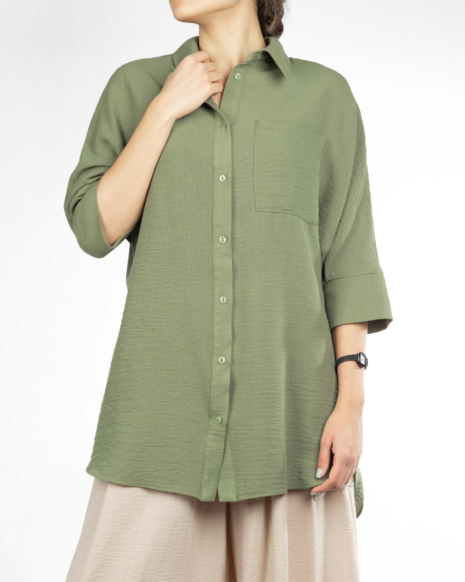 شومیز مانتویی ابروبادی زنانه 332124 - زیتونى