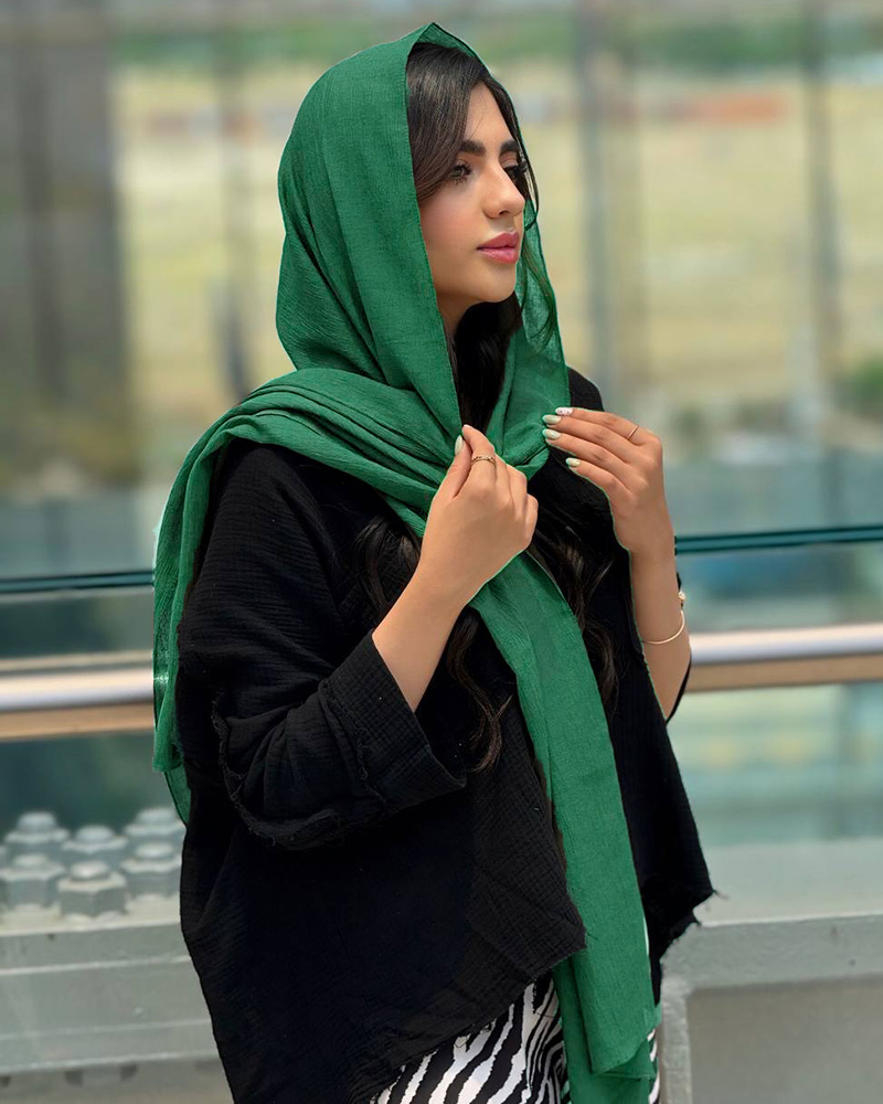 شال کراش ترک زنانه 2895 - سبز