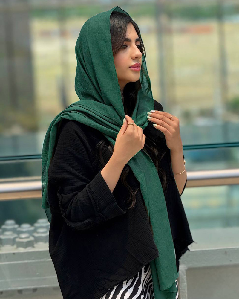 شال کراش ترک زنانه 2895 - سبز تیره