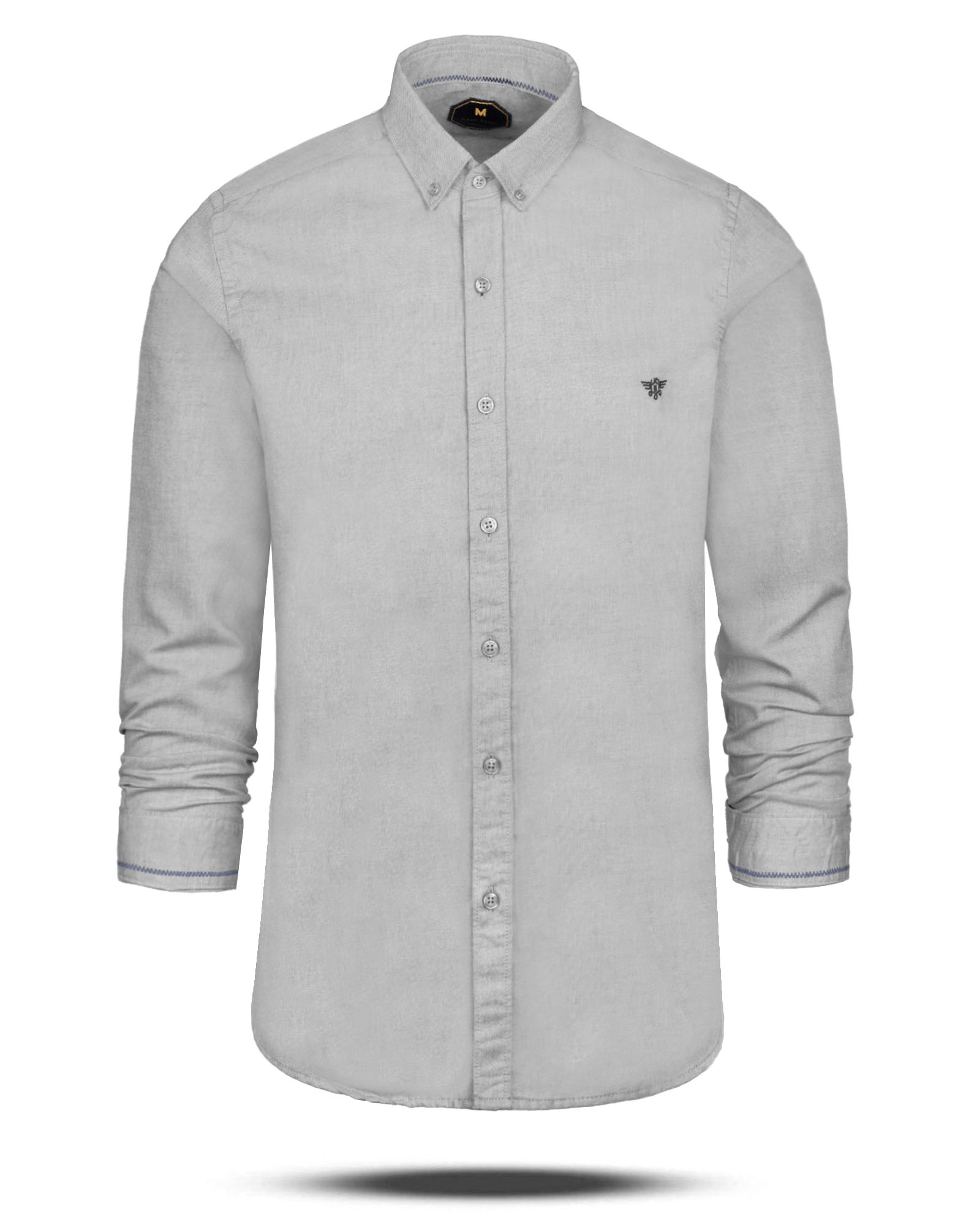 پیراهن ساده نخی مردانه 4485 - خاکستری