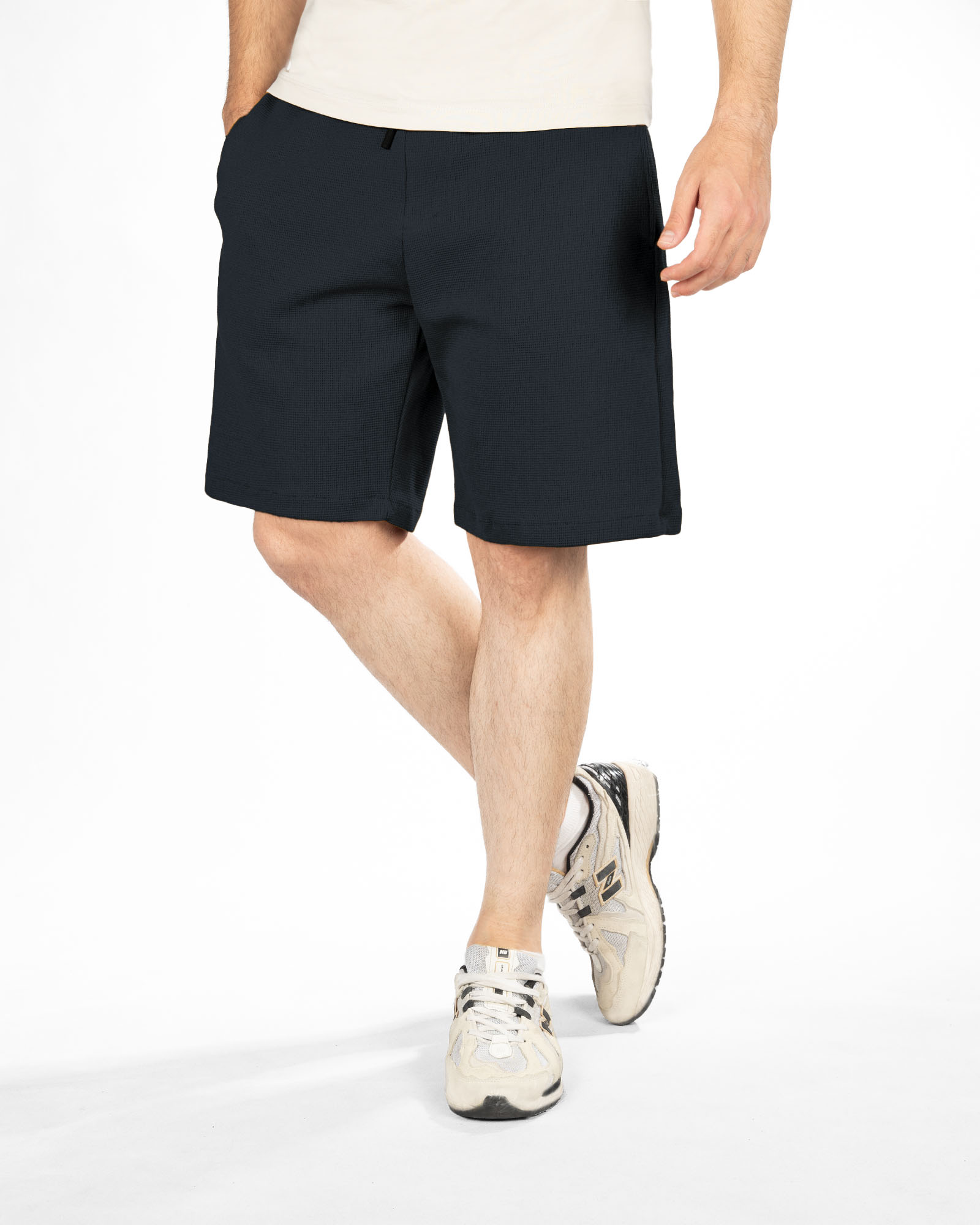 شلوارک مردانه نخی 5840 - سرمه‌ای تیره