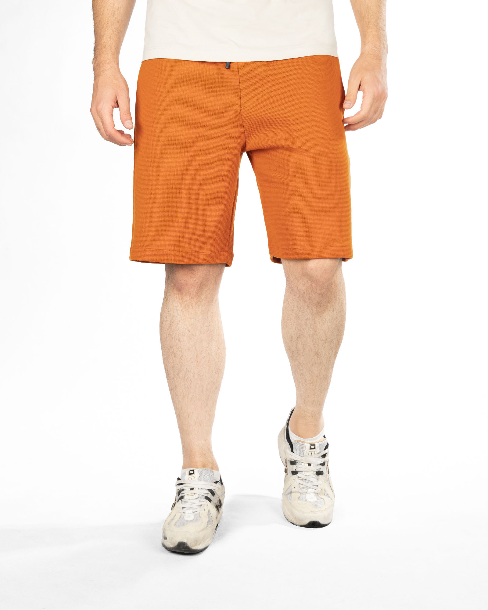 شلوارک مردانه نخی 5840 - نارنجی تیره