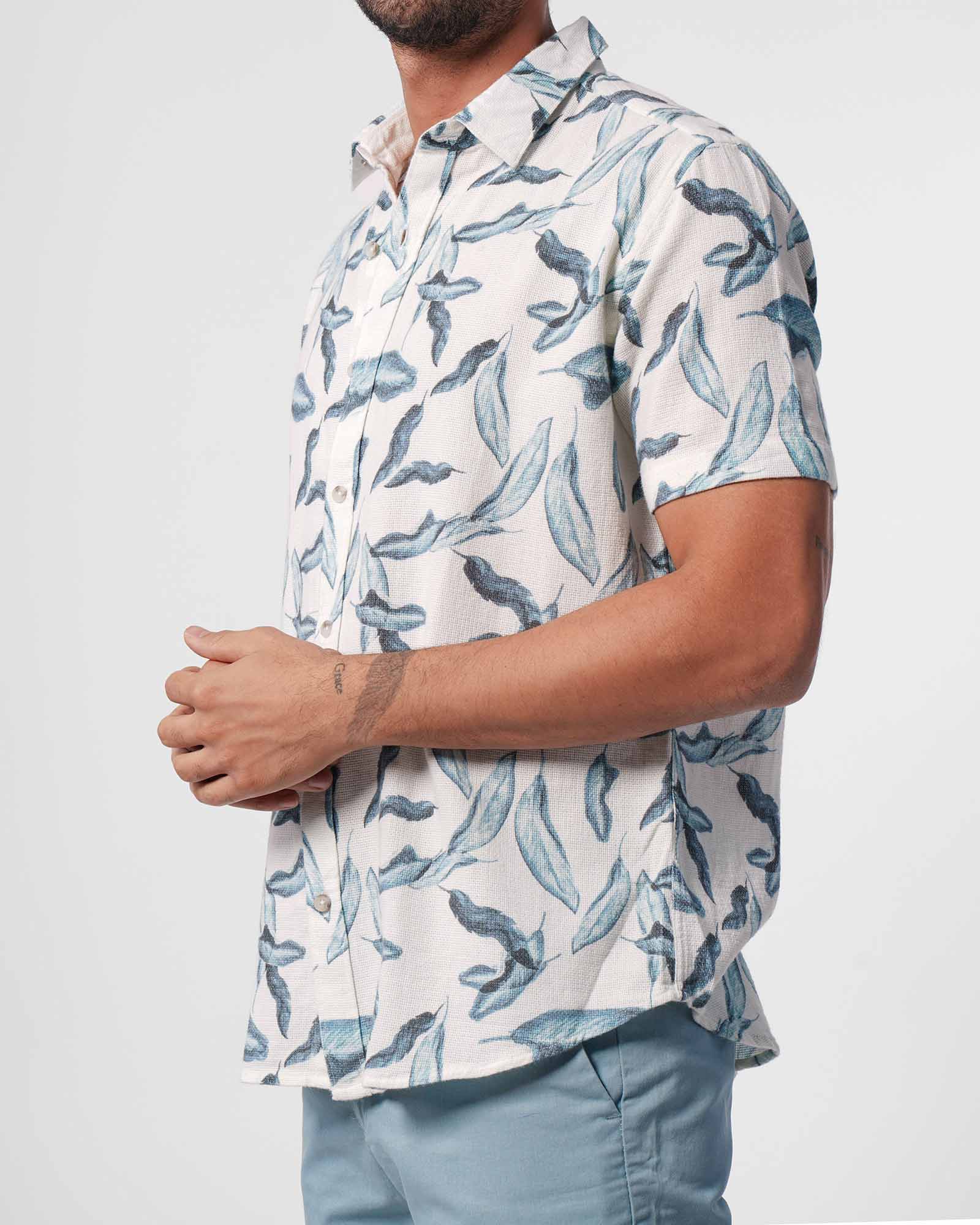 پیراهن مردانه طرح دار 4106 - آبی