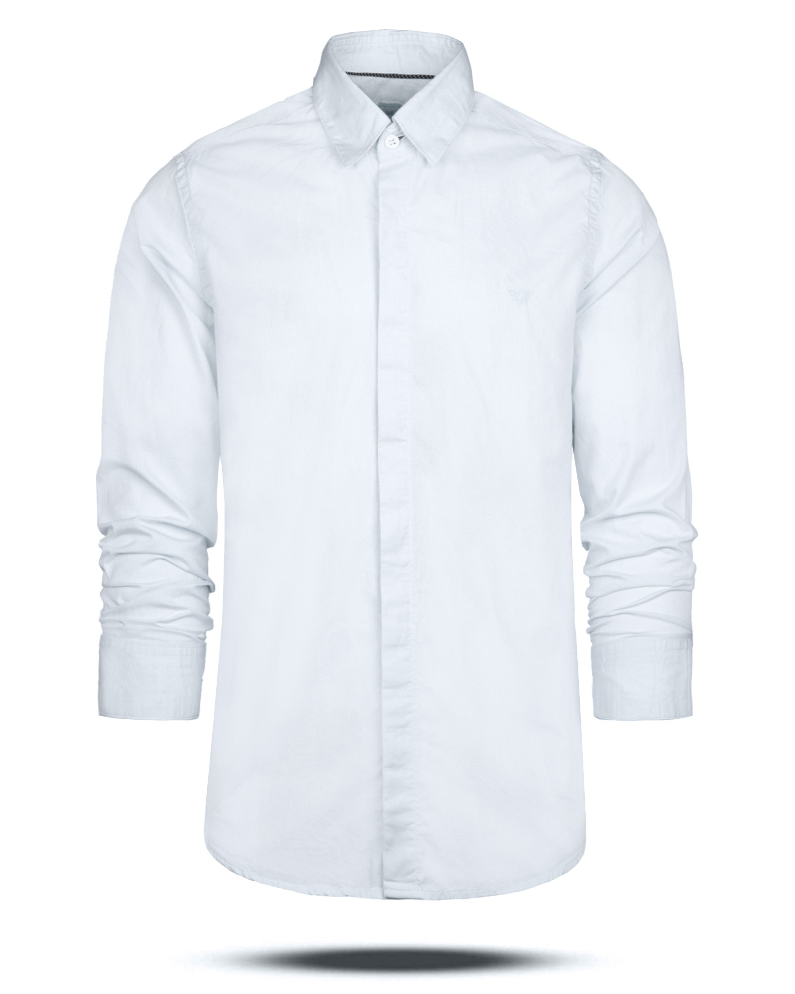 پیراهن مردانه آستین بلند نخی 4539 - آبی آسمانی