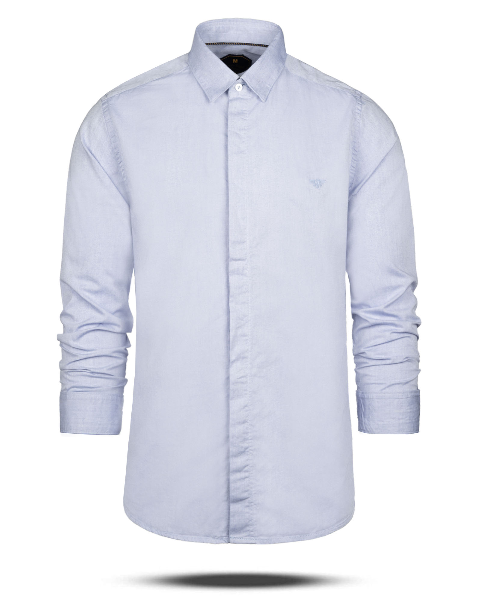 پیراهن مردانه آستین بلند نخی 4539 - آبی روشن