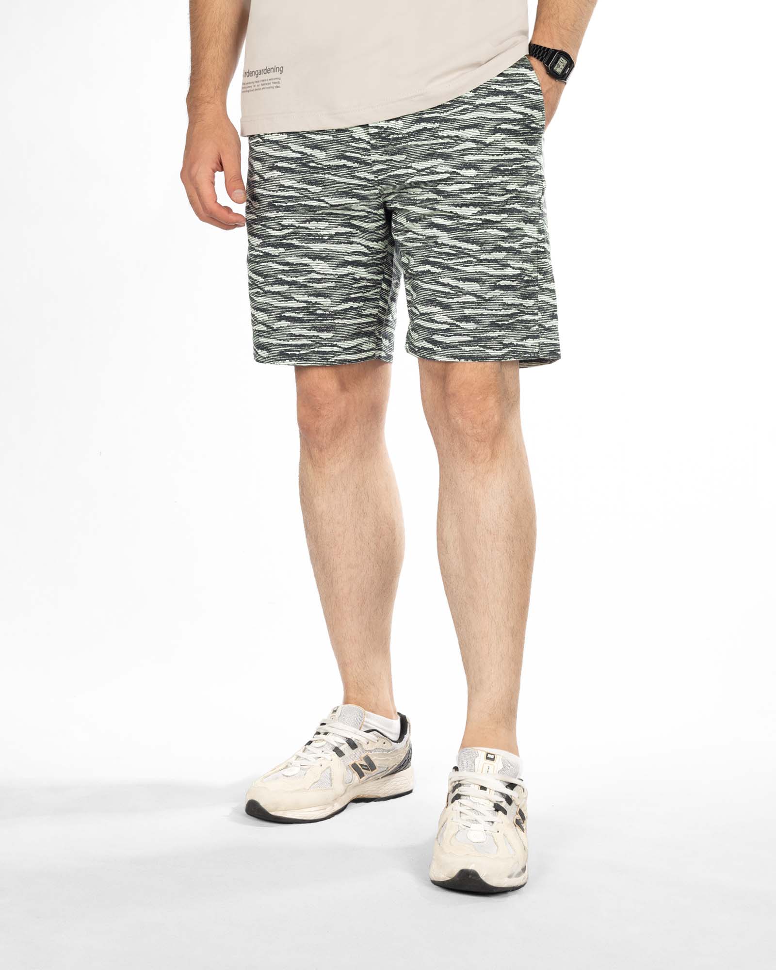 شلوارک مردانه کتان 5839 - خاکستری