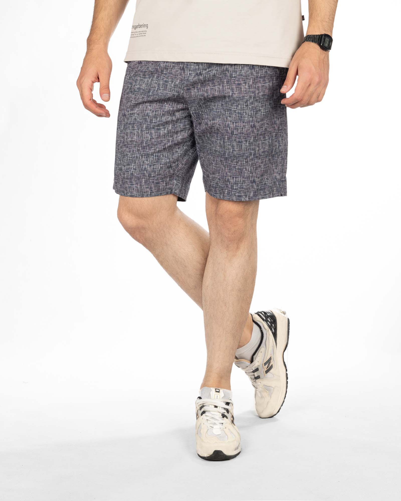 شلوارک مردانه کتان 5839 - آبی بنفش