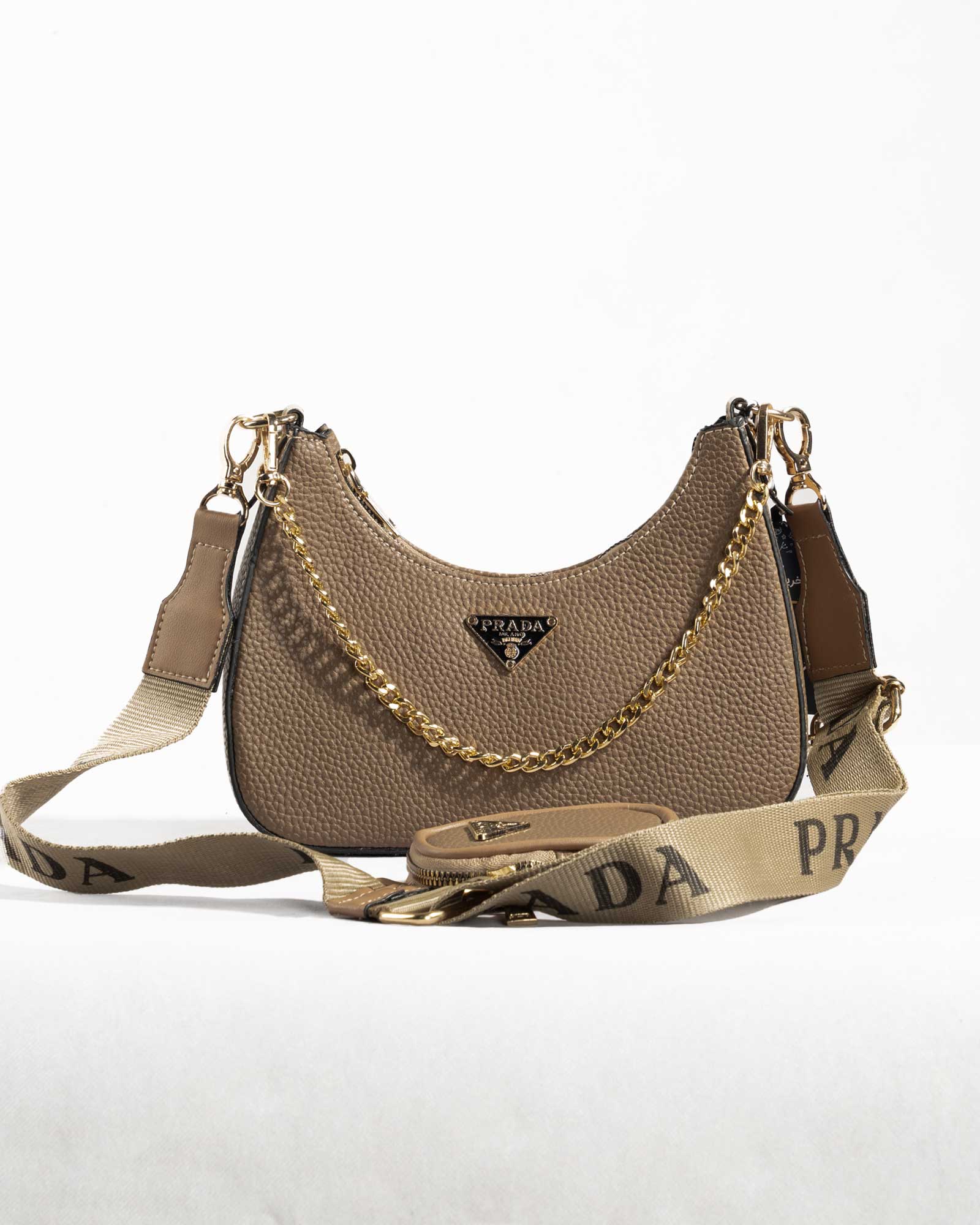 کیف اسپرت پرادا زنانه LZDPDKK49 - قهوه‌ای روشن