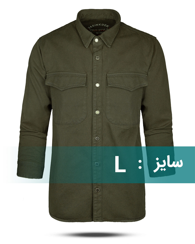 پیراهن جین ضخیم مردانه 999 - زیتونى