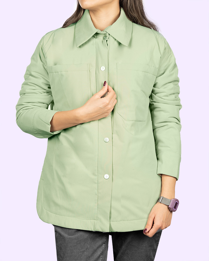 کاپشن زنانه ساده 3018 - سبز زمردی