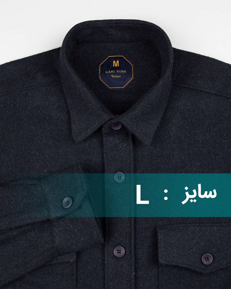 پیراهن پشمی مردانه 4453 - سرمه‌ای تیره