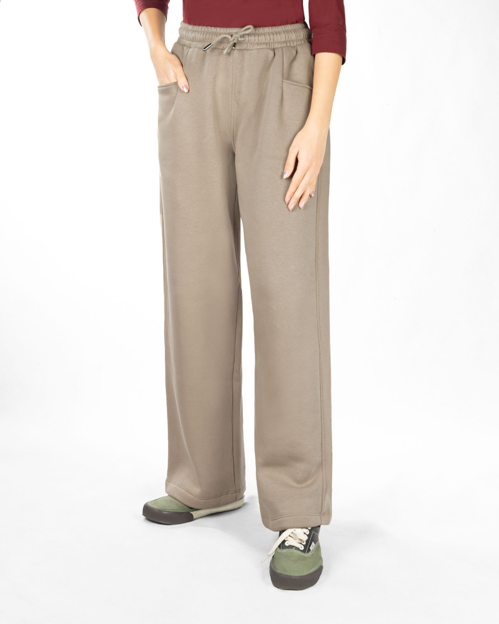 شلوار دورس زنانه تو کرکی 3158 - خاکی