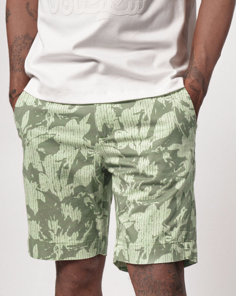 شلوارک مردانه کتان 5839 - زیتونى