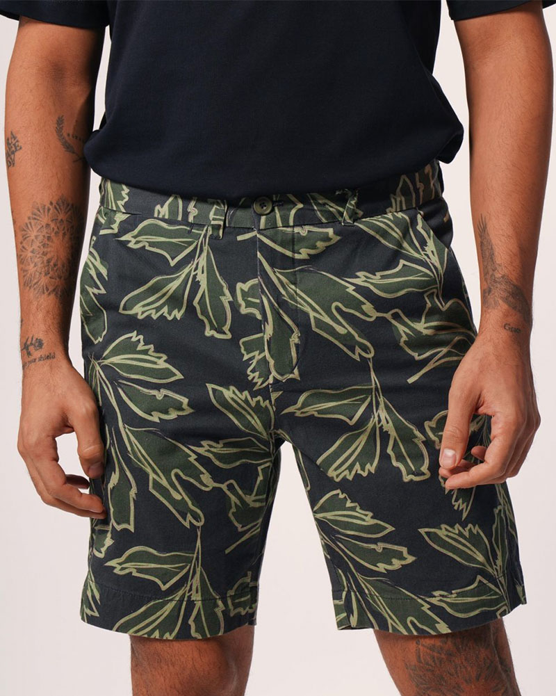 شلوارک مردانه کتان 5839 - زیتونی سیر